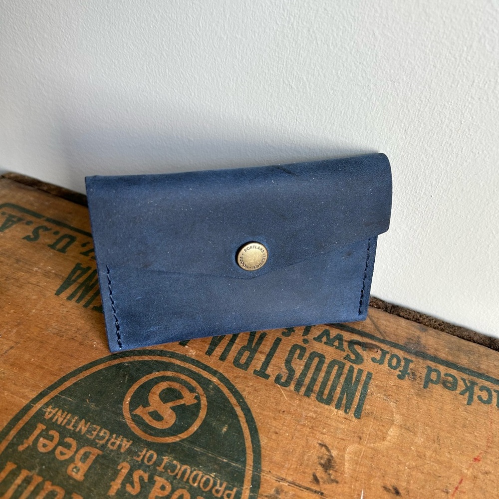 Portland Leather Mini Envelope Wallet in Deep Water - Picture 1 of 4